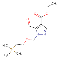 Chemical structure of ethyl 5-formyl-1-{[2-(trimethylsilyl)ethoxy]methyl}-1H-pyrazole-4-carboxylate - CSSB06741678543