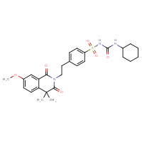 Chemical structure of 1-cyclohexyl-3-{4-[2-(7-methoxy-4,4-dimethyl-1,3-dioxo-1,2,3,4-tetrahydroisoquinolin-2-yl)ethyl]benzenesulfonyl}urea - CSSB00000053517