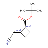 Chemical structure of rac-tert-butyl (1R,2R)-2-(cyanomethyl)cyclobutane-1-carboxylate - CSSB20724642247