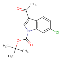 Chemical structure of tert-butyl 3-acetyl-6-chloro-1H-indole-1-carboxylate - CSSB21332152675