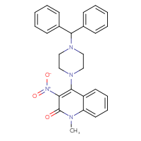 Chemical structure of 4-[4-(diphenylmethyl)piperazin-1-yl]-1-methyl-3-nitro-1,2-dihydroquinolin-2-one - CSSB00103532250