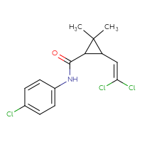 Chemical structure of N-(4-chlorophenyl)-3-(2,2-dichloroethenyl)-2,2-dimethylcyclopropane-1-carboxamide - CSSB00026735239