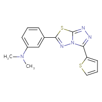 Chemical structure of N,N-dimethyl-3-[3-(thiophen-2-yl)-[1,2,4]triazolo[3,4-b][1,3,4]thiadiazol-6-yl]aniline - CSSB00121624285