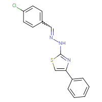 Chemical structure of 2-{2-[(4-chlorophenyl)methylidene]hydrazin-1-yl}-4-phenyl-1,3-thiazole - CSSB19414246343