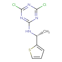 Chemical structure of 4,6-dichloro-N-[(1R)-1-(thiophen-2-yl)ethyl]-1,3,5-triazin-2-amine - CSSB02141184426