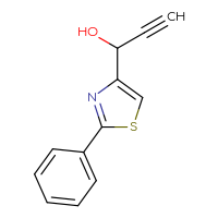 Chemical structure of 1-(2-phenyl-1,3-thiazol-4-yl)prop-2-yn-1-ol - CSSB21246402020