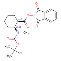 Chemical structure of rac-1,3-dioxo-2,3-dihydro-1H-isoindol-2-yl (1R,2S)-2-{[(tert-butoxy)carbonyl](methyl)amino}cyclohexane-1-carboxylate - CSSB20620685241