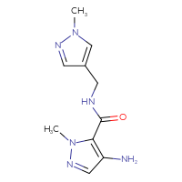 Chemical structure of 4-amino-1-methyl-N-[(1-methyl-1H-pyrazol-4-yl)methyl]-1H-pyrazole-5-carboxamide - CSSB00001271845