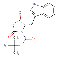 Chemical structure of tert-butyl (4S)-4-[(1H-indol-3-yl)methyl]-2,5-dioxo-1,3-oxazolidine-3-carboxylate - CSSB00025741619
