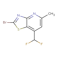 Chemical structure of 2-bromo-7-(difluoromethyl)-5-methyl-[1,3]thiazolo[4,5-b]pyridine - CSSB06654137987