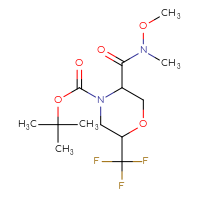 Chemical structure of tert-butyl 5-[methoxy(methyl)carbamoyl]-2-(trifluoromethyl)morpholine-4-carboxylate - CSSB03556109725