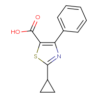 Chemical structure of 2-cyclopropyl-4-phenyl-1,3-thiazole-5-carboxylic acid - CSSB00000686763