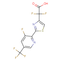 Chemical structure of 2,2-difluoro-2-{2-[3-fluoro-5-(trifluoromethyl)pyridin-2-yl]-1,3-thiazol-4-yl}acetic acid - CSSB03549771326
