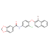 Chemical structure of N-{4-[(1-bromonaphthalen-2-yl)oxy]-3-chlorophenyl}-2H-1,3-benzodioxole-5-carboxamide - CSSB00121709211