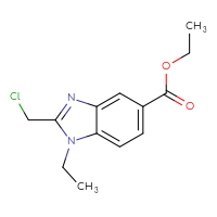 Chemical structure of ethyl 2-(chloromethyl)-1-ethyl-1H-1,3-benzodiazole-5-carboxylate - CSSB00000734605