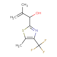 Chemical structure of 2-methyl-1-[5-methyl-4-(trifluoromethyl)-1,3-thiazol-2-yl]prop-2-en-1-ol - CSSB21246468119