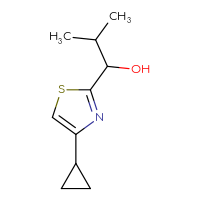 Chemical structure of 1-(4-cyclopropyl-1,3-thiazol-2-yl)-2-methylpropan-1-ol - CSSB00118277841