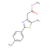 Chemical structure of methyl 2-[5-methyl-2-(4-methylphenyl)-1,3-thiazol-4-yl]acetate - CSSB00015368615