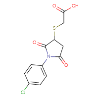 Chemical structure of 2-{[1-(4-chlorophenyl)-2,5-dioxopyrrolidin-3-yl]sulfanyl}acetic acid - CSSB00015184325