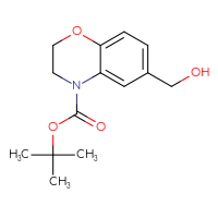 Chemical structure of tert-butyl 6-(hydroxymethyl)-3,4-dihydro-2H-1,4-benzoxazine-4-carboxylate - CSSB20451577047