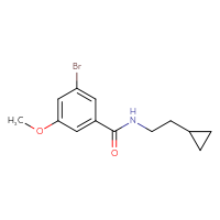 Chemical structure of 3-bromo-N-(2-cyclopropylethyl)-5-methoxybenzamide - CSSB01999461175