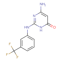 Chemical structure of 6-amino-2-{[3-(trifluoromethyl)phenyl]amino}-3,4-dihydropyrimidin-4-one - CSSB00020598228