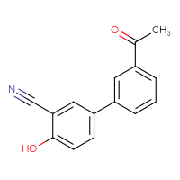 Chemical structure of 3'-acetyl-4-hydroxy-[1,1'-biphenyl]-3-carbonitrile - CSSB00150705273