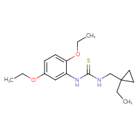 Chemical structure of 1-(2,5-diethoxyphenyl)-3-[(1-ethylcyclopropyl)methyl]thiourea - CSSB02110199928