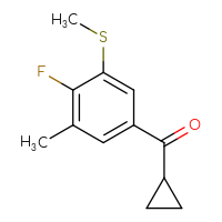 Chemical structure of cyclopropyl[4-fluoro-3-methyl-5-(methylsulfanyl)phenyl]methanone - CSSB21103685520