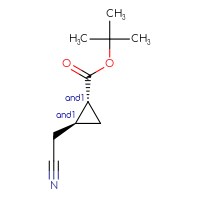 Chemical structure of rac-tert-butyl (1R,2S)-2-(cyanomethyl)cyclopropane-1-carboxylate - CSSB20538630537