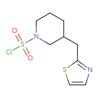 Chemical structure of 3-[(1,3-thiazol-2-yl)methyl]piperidine-1-sulfonyl chloride - CSSB15008940217