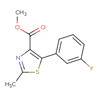 Chemical structure of methyl 5-(3-fluorophenyl)-2-methyl-1,3-thiazole-4-carboxylate - CSSB00006929860