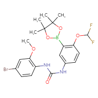 Chemical structure of 3-(4-bromo-2-methoxyphenyl)-1-[4-(difluoromethoxy)-3-(4,4,5,5-tetramethyl-1,3,2-dioxaborolan-2-yl)phenyl]urea - CSSB21332044772