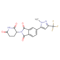 Chemical structure of 2-(2,6-dioxopiperidin-3-yl)-5-[1-methyl-3-(trifluoromethyl)-1H-pyrazol-5-yl]-2,3-dihydro-1H-isoindole-1,3-dione - CSSB06588029490