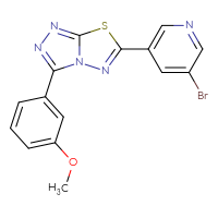 Chemical structure of 3-bromo-5-[3-(3-methoxyphenyl)-[1,2,4]triazolo[3,4-b][1,3,4]thiadiazol-6-yl]pyridine - CSSB00121603936