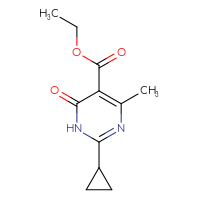 Chemical structure of ethyl 2-cyclopropyl-4-methyl-6-oxo-1,6-dihydropyrimidine-5-carboxylate - CSSB00012706181