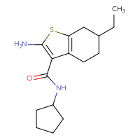Chemical structure of 2-amino-N-cyclopentyl-6-ethyl-4,5,6,7-tetrahydro-1-benzothiophene-3-carboxamide - CSSB00020594932