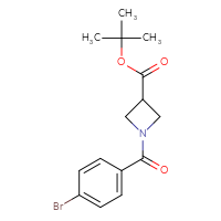 Chemical structure of tert-butyl 1-(4-bromobenzoyl)azetidine-3-carboxylate - CSSB02042575554