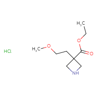 Chemical structure of ethyl 3-(2-methoxyethyl)azetidine-3-carboxylate hydrochloride - CSSB21043406751