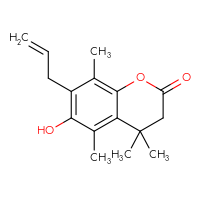 Chemical structure of 6-hydroxy-4,4,5,8-tetramethyl-7-(prop-2-en-1-yl)-3,4-dihydro-2H-1-benzopyran-2-one - CSSB06633787268