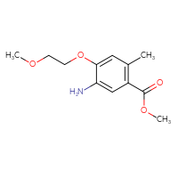 Chemical structure of methyl 5-amino-4-(2-methoxyethoxy)-2-methylbenzoate - CSSB02495350773
