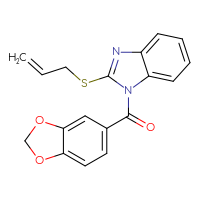 Chemical structure of 1-(2H-1,3-benzodioxole-5-carbonyl)-2-(prop-2-en-1-ylsulfanyl)-1H-1,3-benzodiazole - CSSB00121728412
