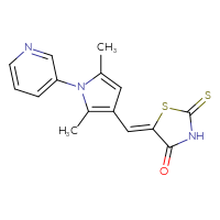 Chemical structure of (5Z)-5-{[2,5-dimethyl-1-(pyridin-3-yl)-1H-pyrrol-3-yl]methylidene}-2-sulfanylidene-1,3-thiazolidin-4-one - CSSB00102527333
