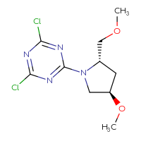 Chemical structure of 2,4-dichloro-6-[(2S,4R)-4-methoxy-2-(methoxymethyl)pyrrolidin-1-yl]-1,3,5-triazine - CSSB21332060060