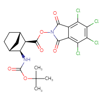 Chemical structure of 4,5,6,7-tetrachloro-1,3-dioxo-2,3-dihydro-1H-isoindol-2-yl (1S,2R,3S,4R)-3-{[(tert-butoxy)carbonyl]amino}bicyclo[2.2.1]heptane-2-carboxylate - CSSB20271123765