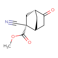 Chemical structure of methyl (1R,2R,4R)-2-cyano-5-oxobicyclo[2.2.2]octane-2-carboxylate - CSSB03436538792