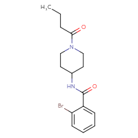 Chemical structure of 2-bromo-N-(1-butanoylpiperidin-4-yl)benzamide - CSSB01503254892
