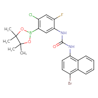 Chemical structure of 1-(4-bromonaphthalen-1-yl)-3-[4-chloro-2-fluoro-5-(4,4,5,5-tetramethyl-1,3,2-dioxaborolan-2-yl)phenyl]urea - CSSB21332114583