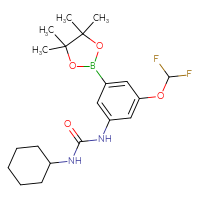 Chemical structure of 1-cyclohexyl-3-[3-(difluoromethoxy)-5-(4,4,5,5-tetramethyl-1,3,2-dioxaborolan-2-yl)phenyl]urea - CSSB21332134267