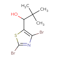 Chemical structure of 1-(2,4-dibromo-1,3-thiazol-5-yl)-2,2-dimethylpropan-1-ol - CSSB21246425172